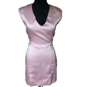 Zara Women's XS Pink Satin V-neck Mini Dress, NWOT